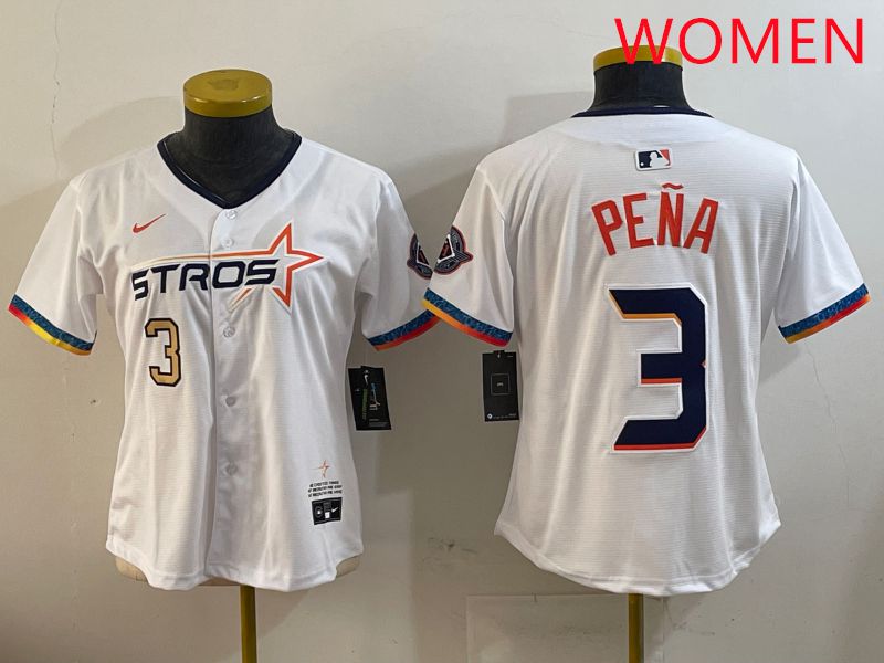 Women Houston Astros 3 Pena White Fourth generation Joint Name 2025 Nike MLB Jersey style 2
